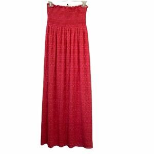Espresso Pink Strapless Ribbed Floral Maxi-Dress